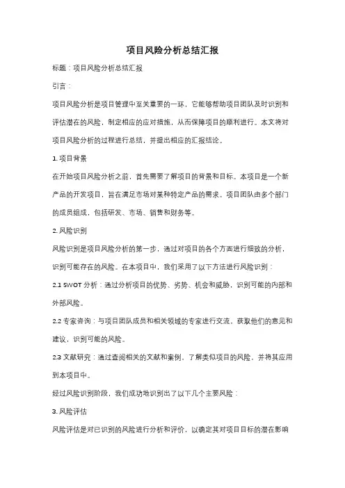 项目风险分析总结汇报