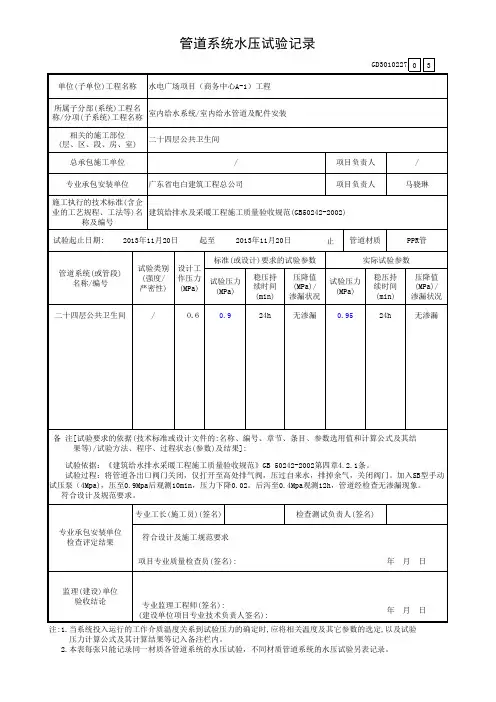 给水水压试验24层
