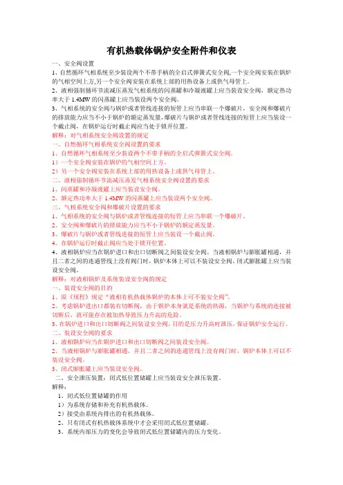 有机热载体锅炉安全附件和仪表