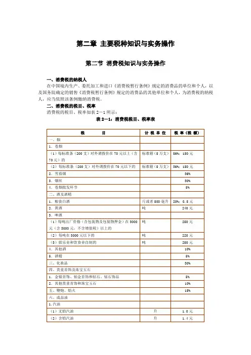 税收实务操作指南第二章主要税种知识与实务操作-第二节消费税知识与实务操作
