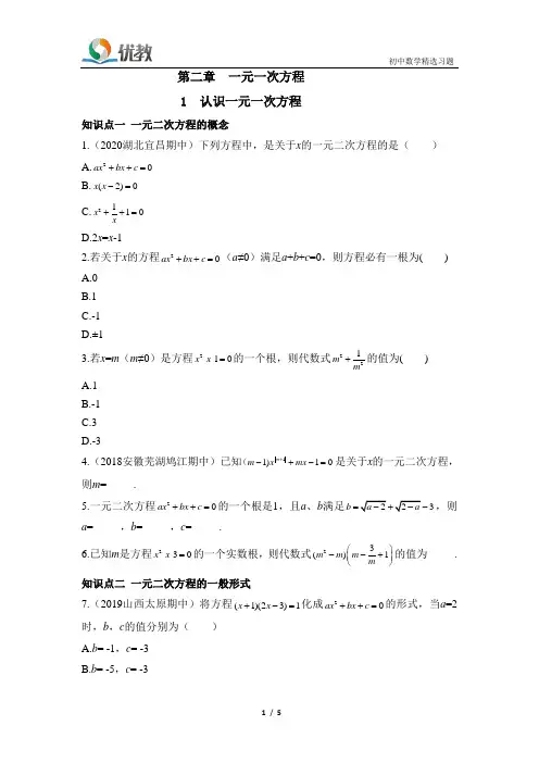 北师大版九年级数学上册_53全练《认识一元一次方程》知识过关练