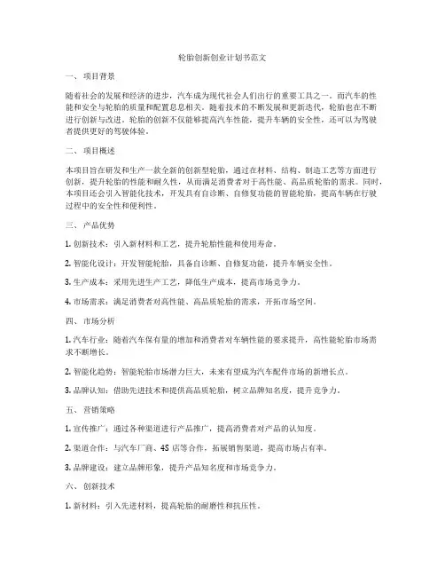 轮胎创新创业计划书范文