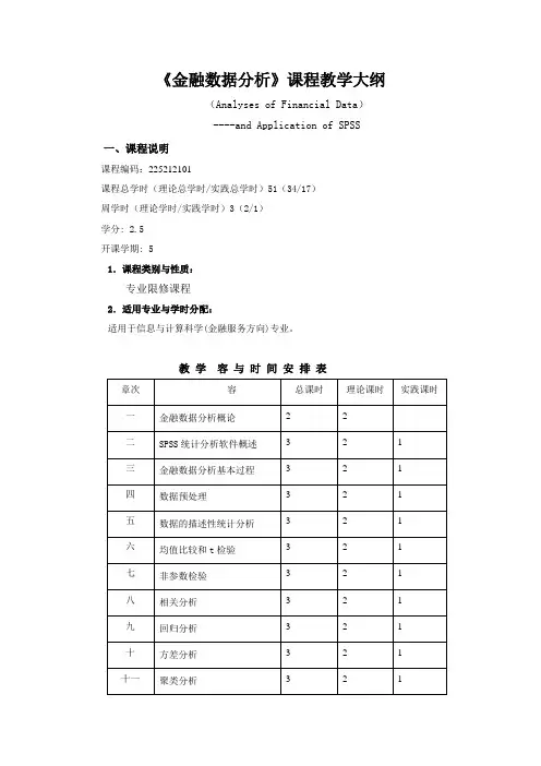 金融数据分析课程大纲