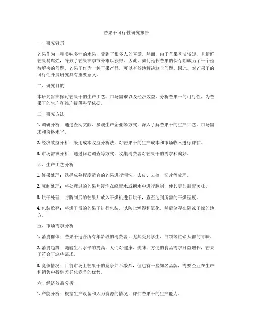 芒果干可行性研究报告