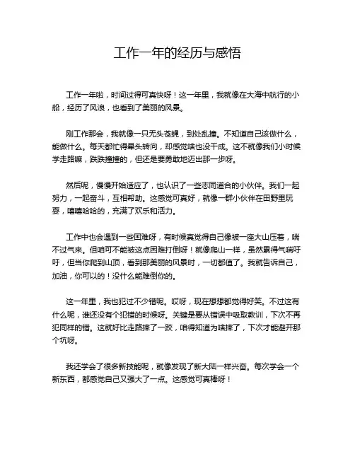 工作一年的经历与感悟
