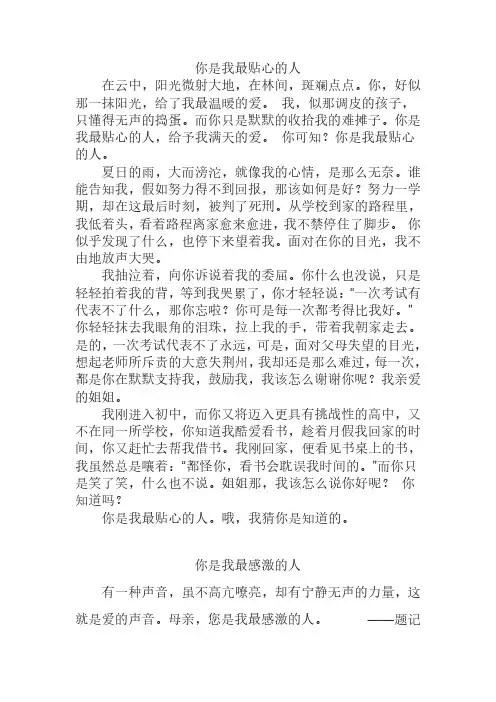 中考范文 你是我最XX的人
