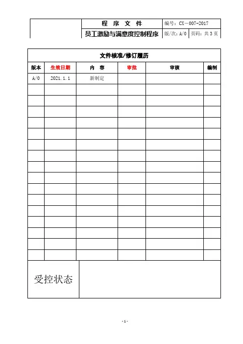 员工激励与满意度控制程序