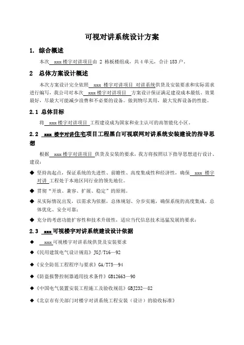 可视楼宇对讲系统