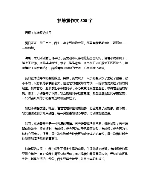 抓螃蟹作文800字