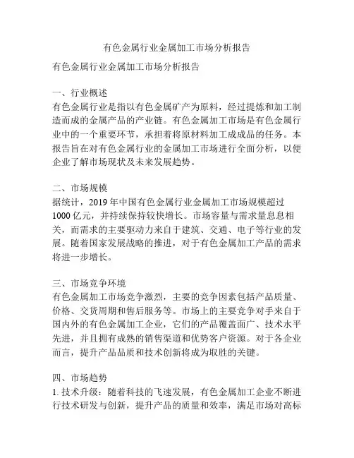 有色金属行业金属加工市场分析报告