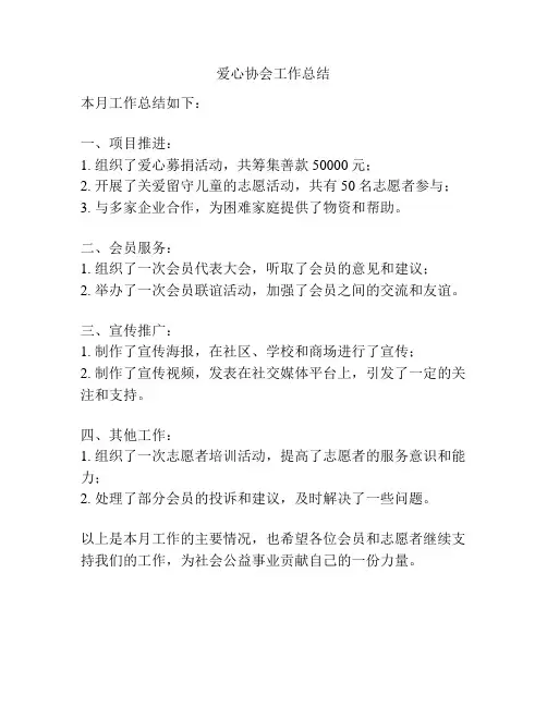 爱心协会工作总结