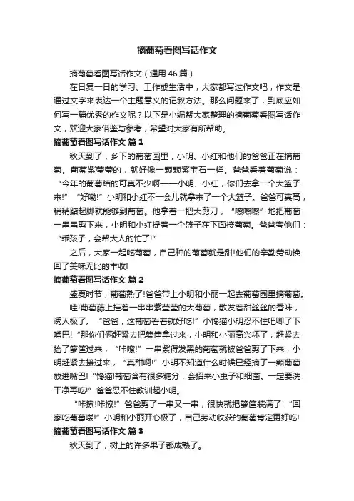 摘葡萄看图写话作文（通用46篇）