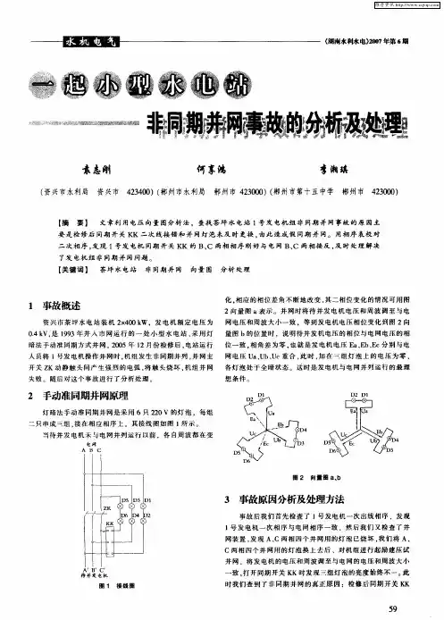 一起小型水电站非同期并网事故的分析及处理