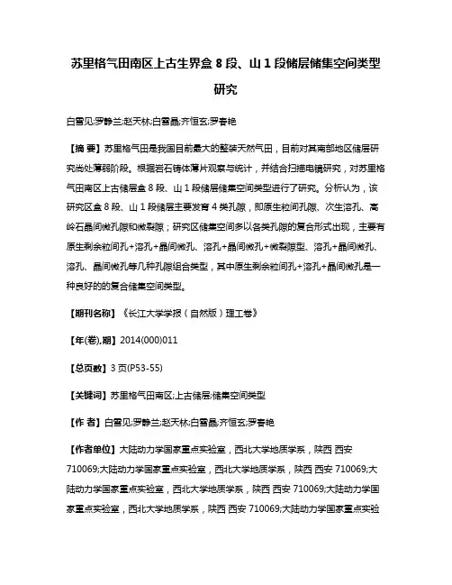 苏里格气田南区上古生界盒8段、山1段储层储集空间类型研究