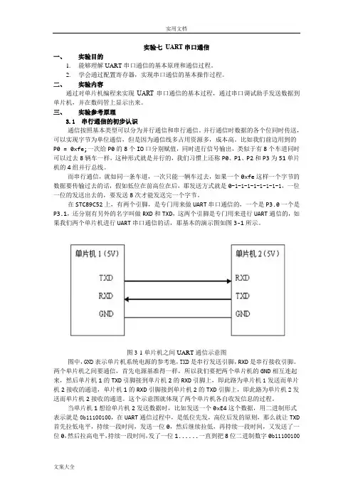 实验七 UART串口通信