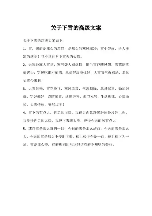 关于下雪的高级文案