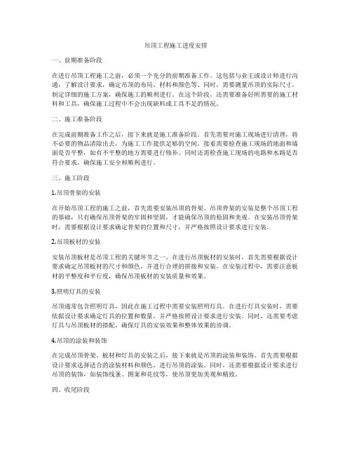 吊顶工程施工进度安排