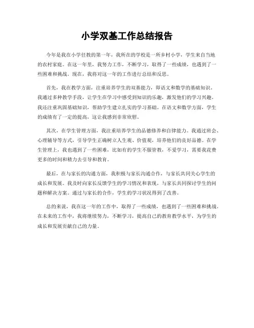 小学双基工作总结报告