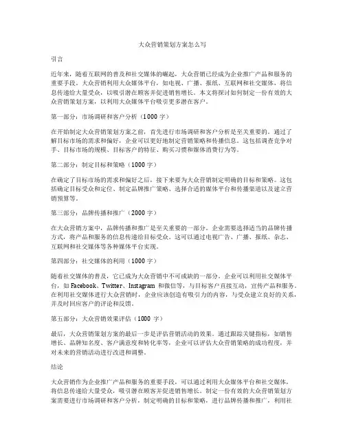 大众营销策划方案怎么写