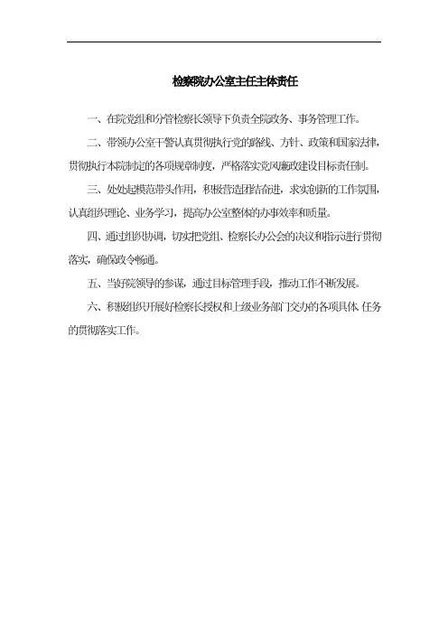 检察院办公室主任主体责任