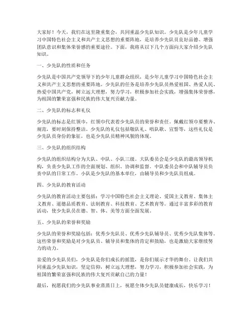 重温少先队知识教师发言稿