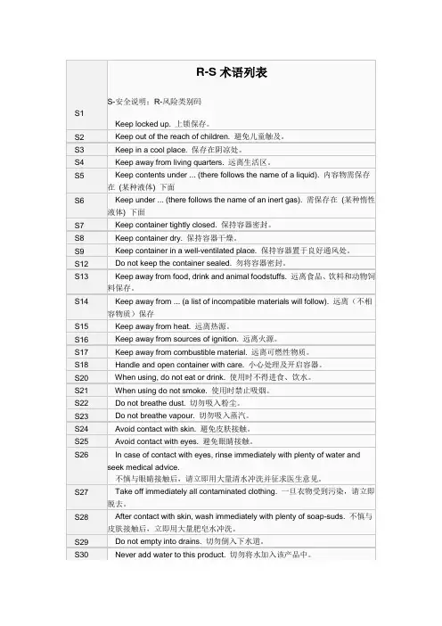 R-S术语(中英文)