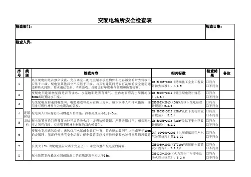 变配电场所安全检查表