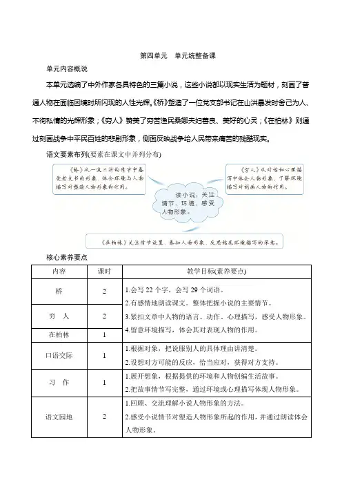 最新部编人教版语文六年级上册《第四单元单元统整备课》名师教案