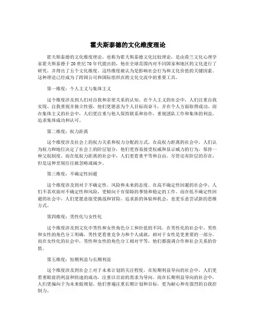 霍夫斯泰德的文化维度理论