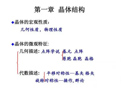 固体物理CH1-1 晶体结构的周期性