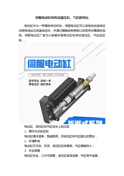 伺服电动缸和传动液压缸、气缸的对比