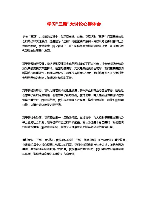 学习“三新”大讨论心得体会
