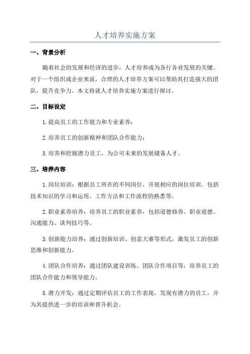 人才培养实施方案