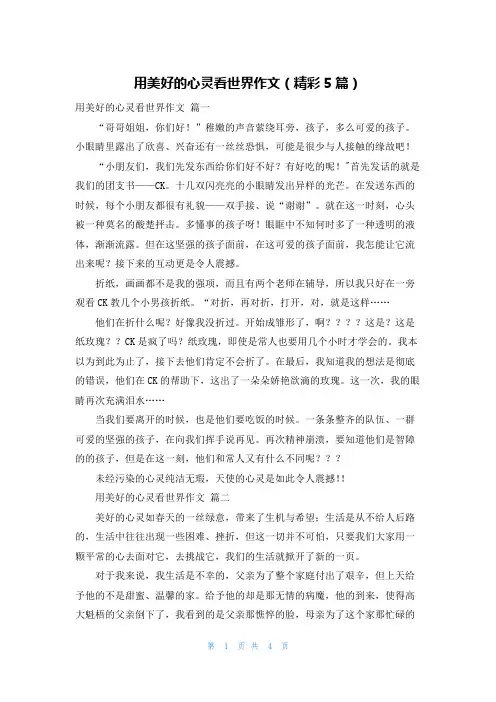 用美好的心灵看世界作文(精彩5篇)