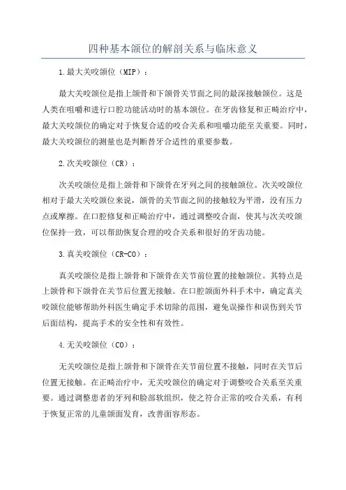 四种基本颌位的解剖关系与临床意义