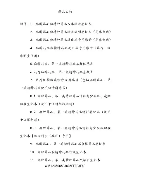 麻醉药品和精神药品入库验收登记本等表格