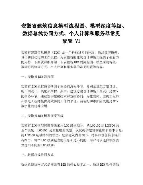 安徽省建筑信息模型流程图、模型深度等级、数据总线协同方式、个人计算和服务器常见配置-V1