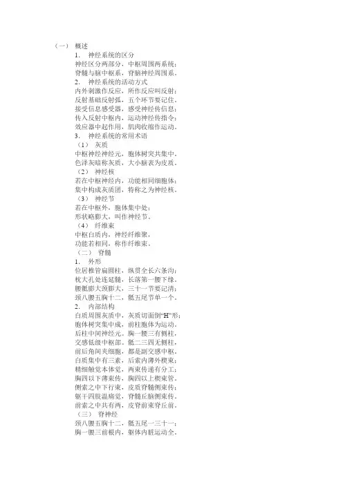 系统解剖学记忆口诀