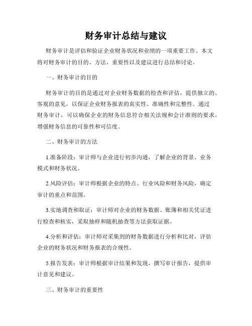 财务审计总结与建议