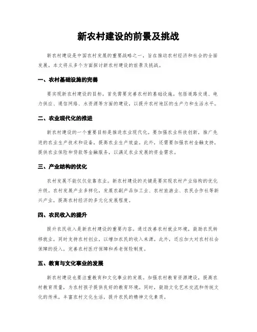 新农村建设的前景及挑战