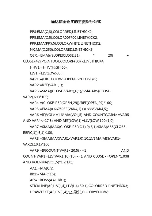 通达信全仓买的主图指标公式