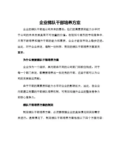 企业梯队干部培养方案