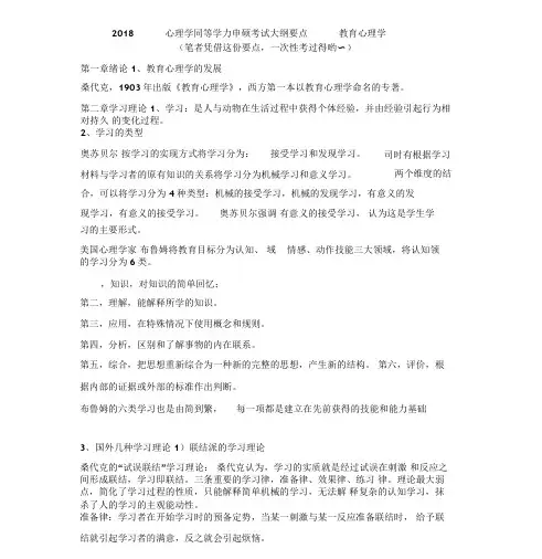 2018年心理学同等学力申硕考试大纲要点_教育心理学(笔者一次考过哟～](2019042210172