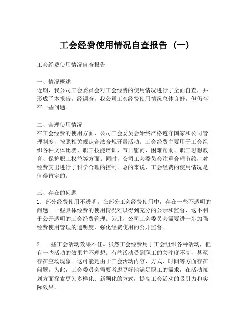 工会经费使用情况自查报告 (一)