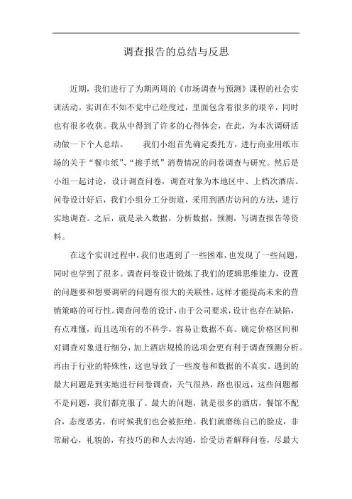 调查报告的总结与反思