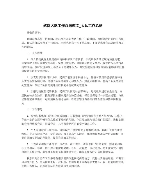 巡防大队工作总结范文_大队工作总结
