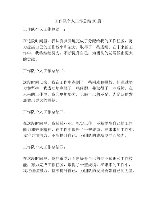 工作队个人工作总结20篇