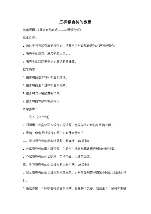 三棵银杏树的教案