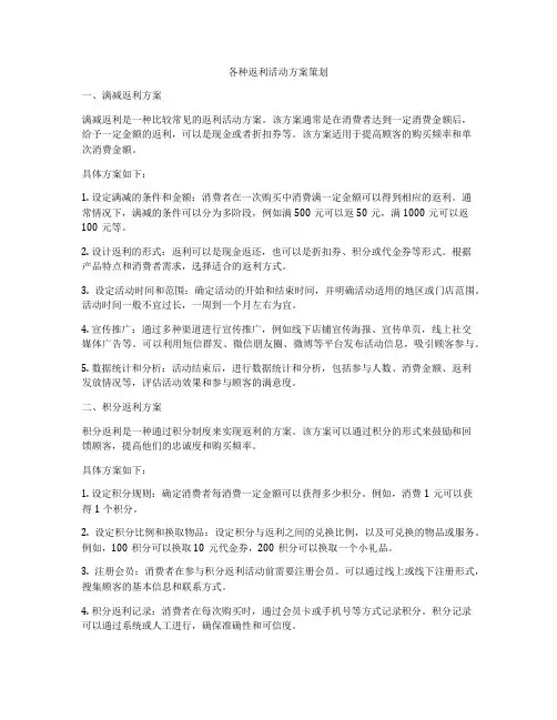 各种返利活动方案策划