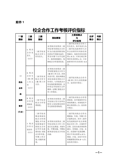 校企合作考核评价办法